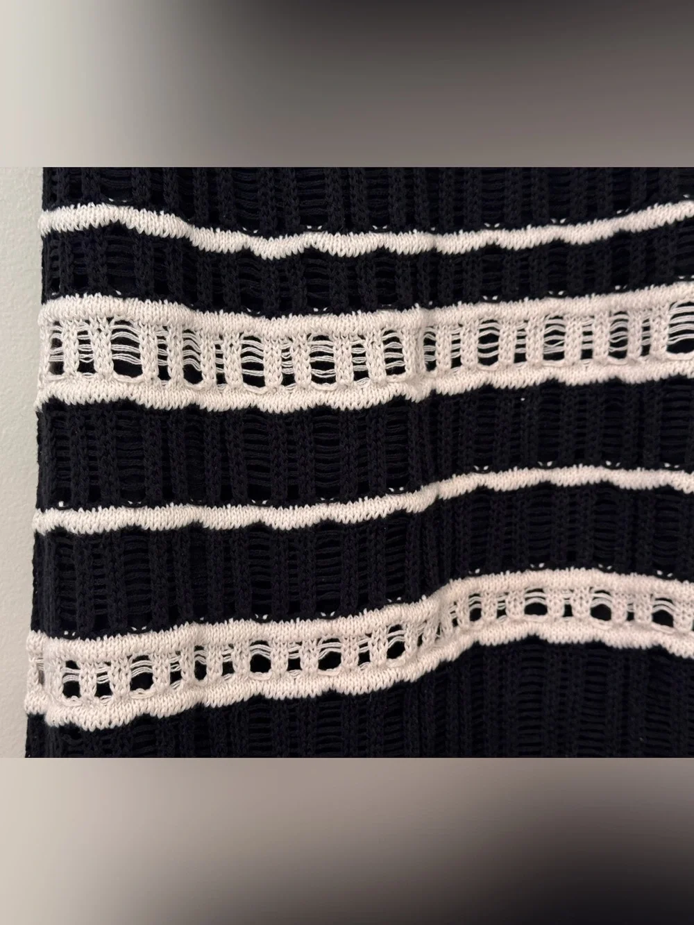 NWT Abercrombie & Fitch Crochet Striped Maxi Dress in Black/Cream Size M
